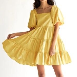Oak + Fort Yellow Cotton Tierred Dress XS